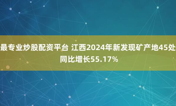 最专业炒股配资平台 江西2024年新发现矿产地45处 同比增长55.17%