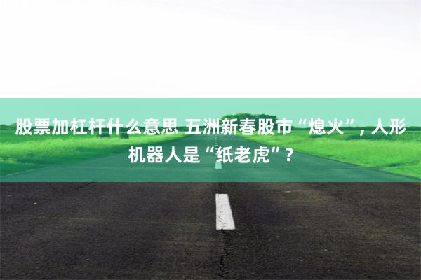 股票加杠杆什么意思 五洲新春股市“熄火”, 人形机器人是“纸老虎”?