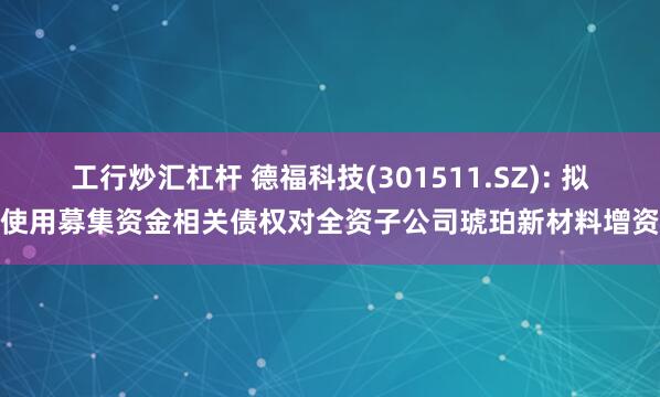 工行炒汇杠杆 德福科技(301511.SZ): 拟使用募集资金相关债权对全资子公司琥珀新材料增资